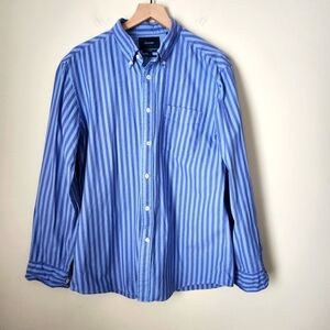 Faconnable | Men's Club Fit 100% Cotton Casual Button Down Striped Shirt - Sz L
